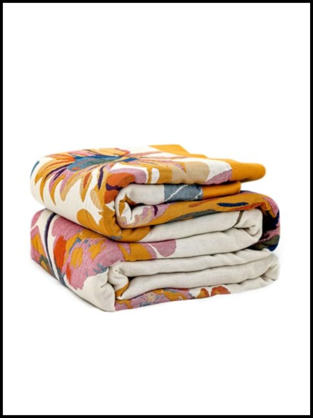 LUTBM 100% Cotton Gauze Throw Blanket 50x60 Boho Embroidered Reversible